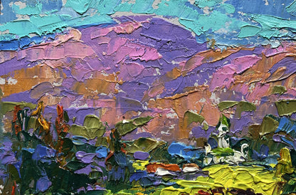Vibrant impressionist oil painting In the mountain fields by Oleksiy Ivanyuk