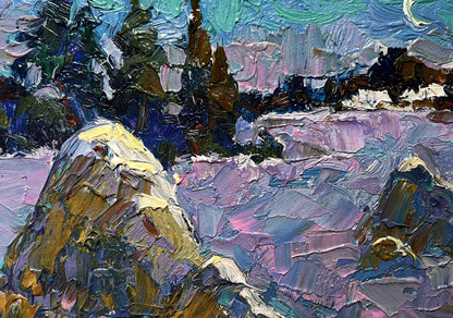 Vibrant impressionist oil painting The field was covered with snow by Oleksiy Ivanyuk
