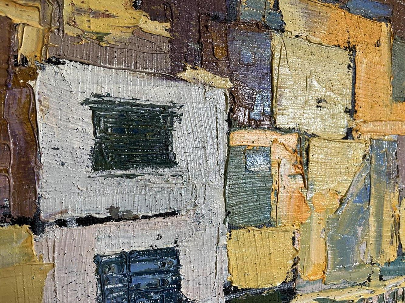 Textured abstract oil painting by Serhiy Kovalev in earthy tones