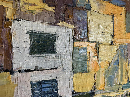 Textured abstract oil painting by Serhiy Kovalev in earthy tones