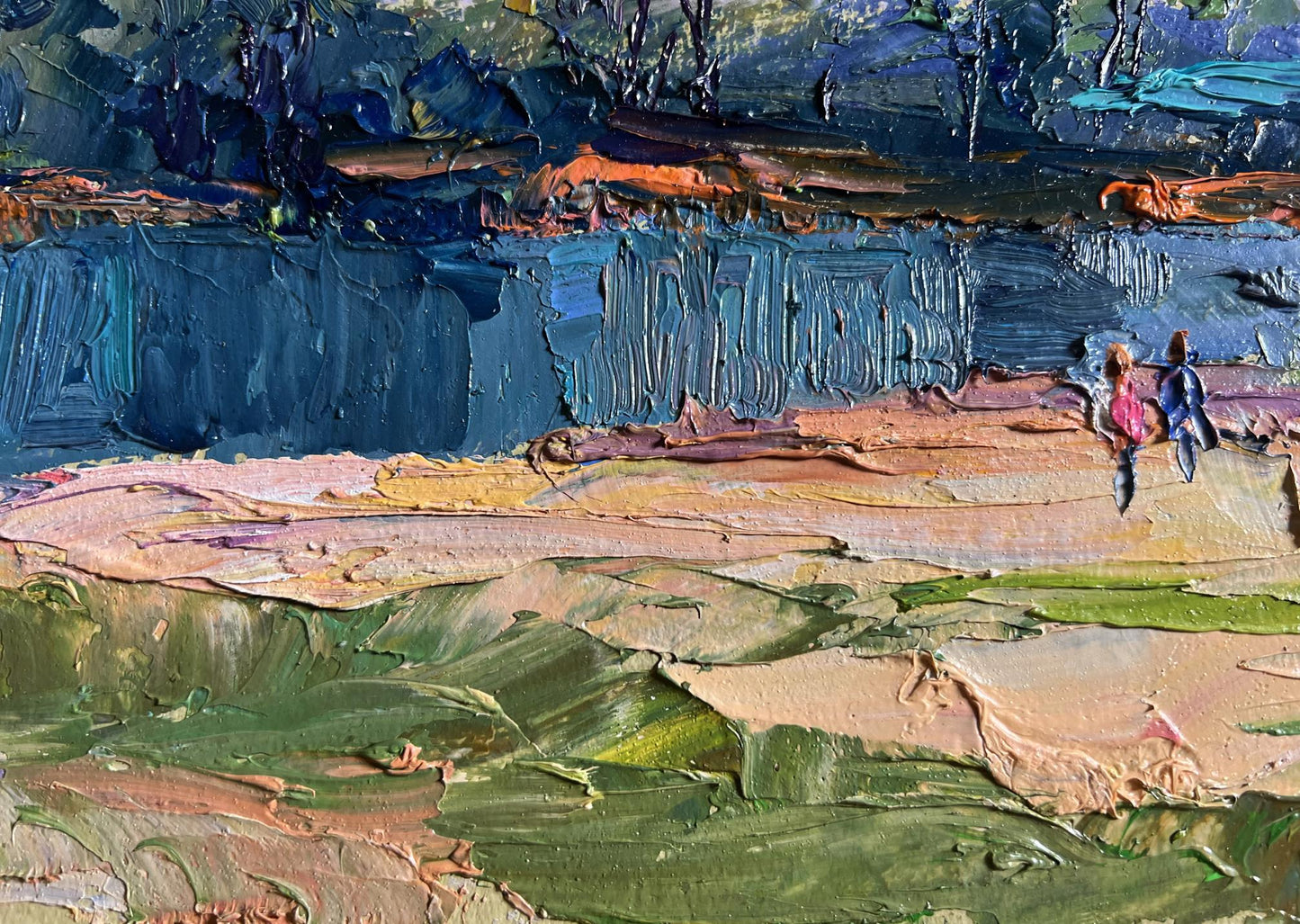 Oil painting On the golden shore by Boris Serdyuk impressionist landscape