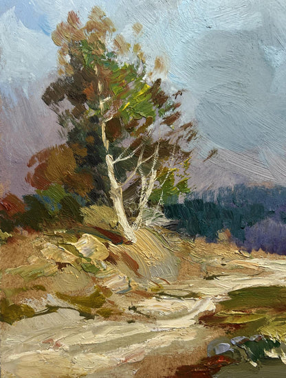 Oil painting Into the depths of the forest by Yuriy Suprunchuk: birch tree