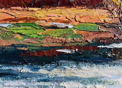Oil painting Its a nasty day by Boris Serdyuk in vibrant greens and blues