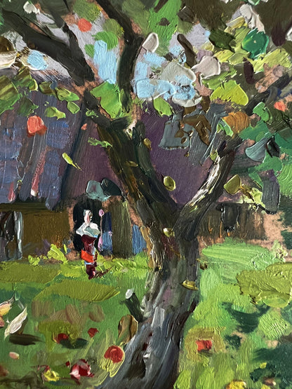 Oil painting of thick tree with gnarled branches by Yuriy Suprunchuk