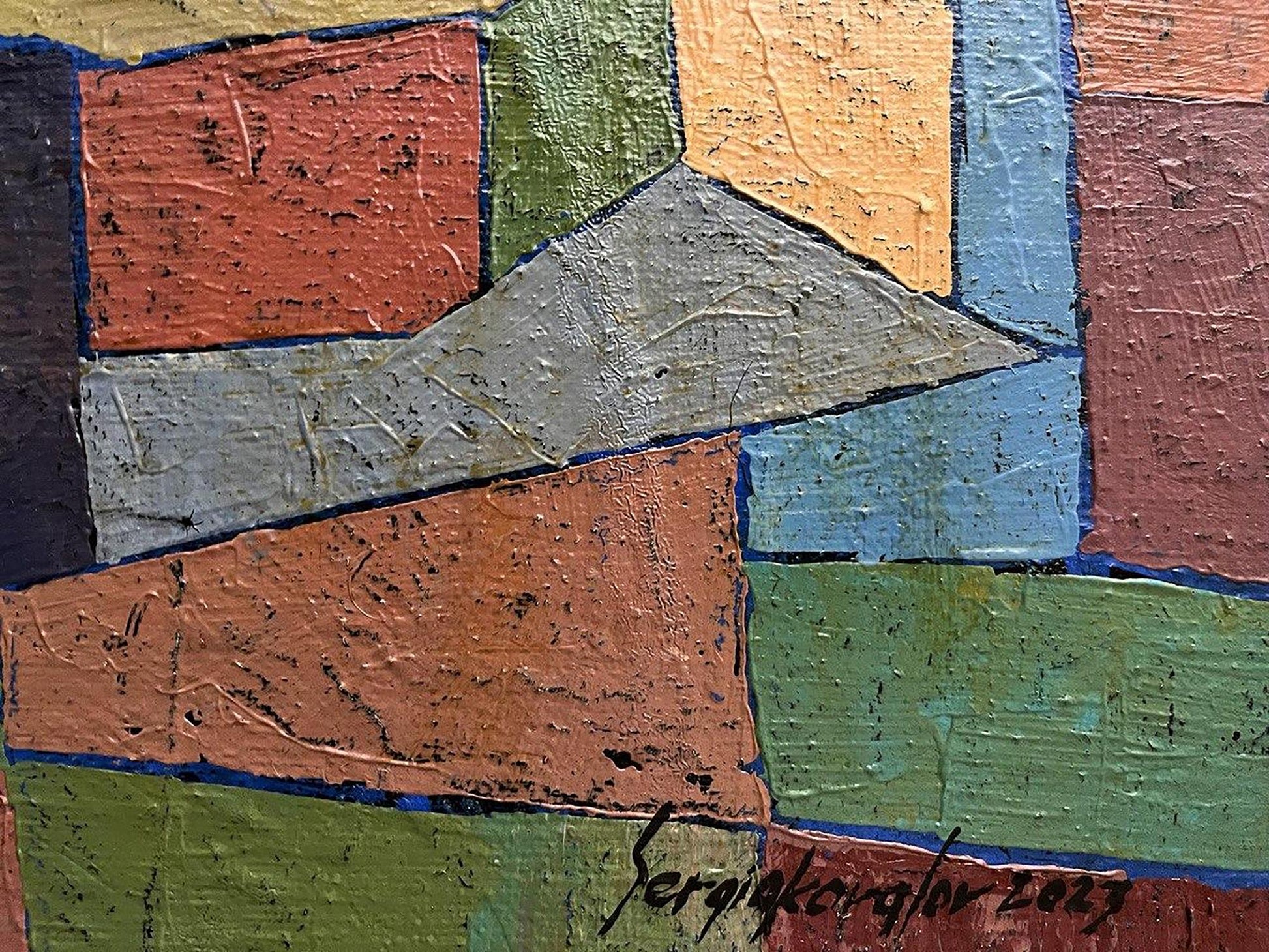 Oil painting Abstract Cityscape Serhiy Kovalev Artist's signature 