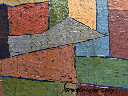 Oil painting Abstract Cityscape Serhiy Kovalev Artist's signature 