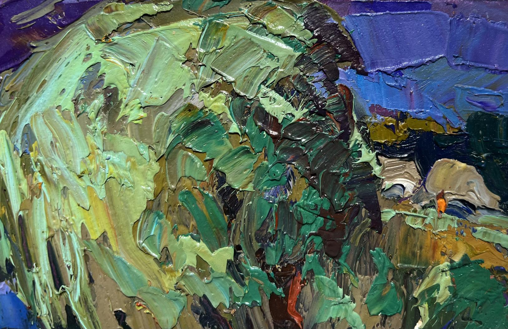 Textured impasto oil painting At the night lake by Oksana Ivanyuk