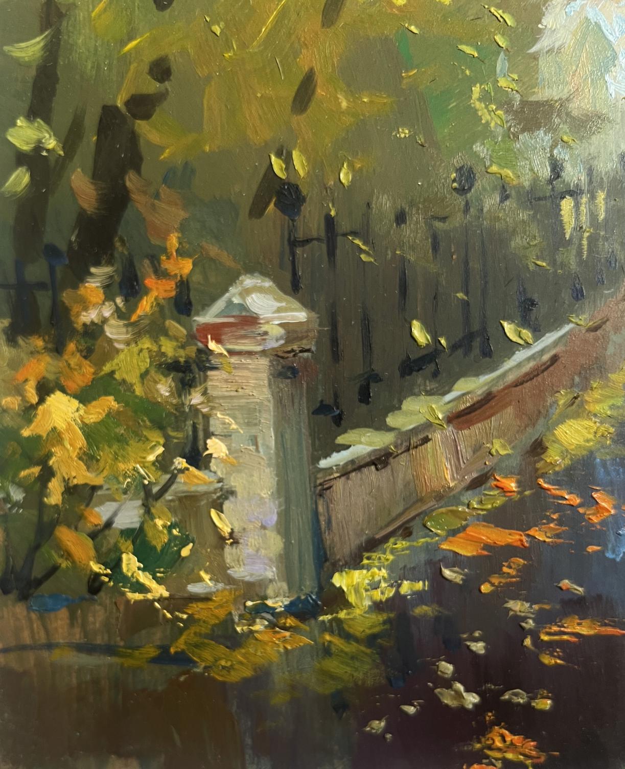 Oil painting Walking in the autumn city park by Yuriy Suprunchuk