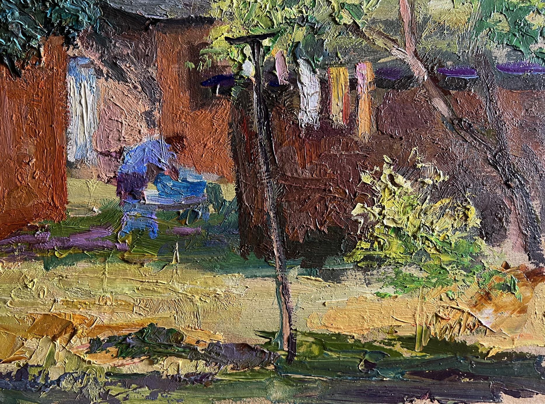 Impasto oil painting by Boris Serdyuk: Summer holidays in the village