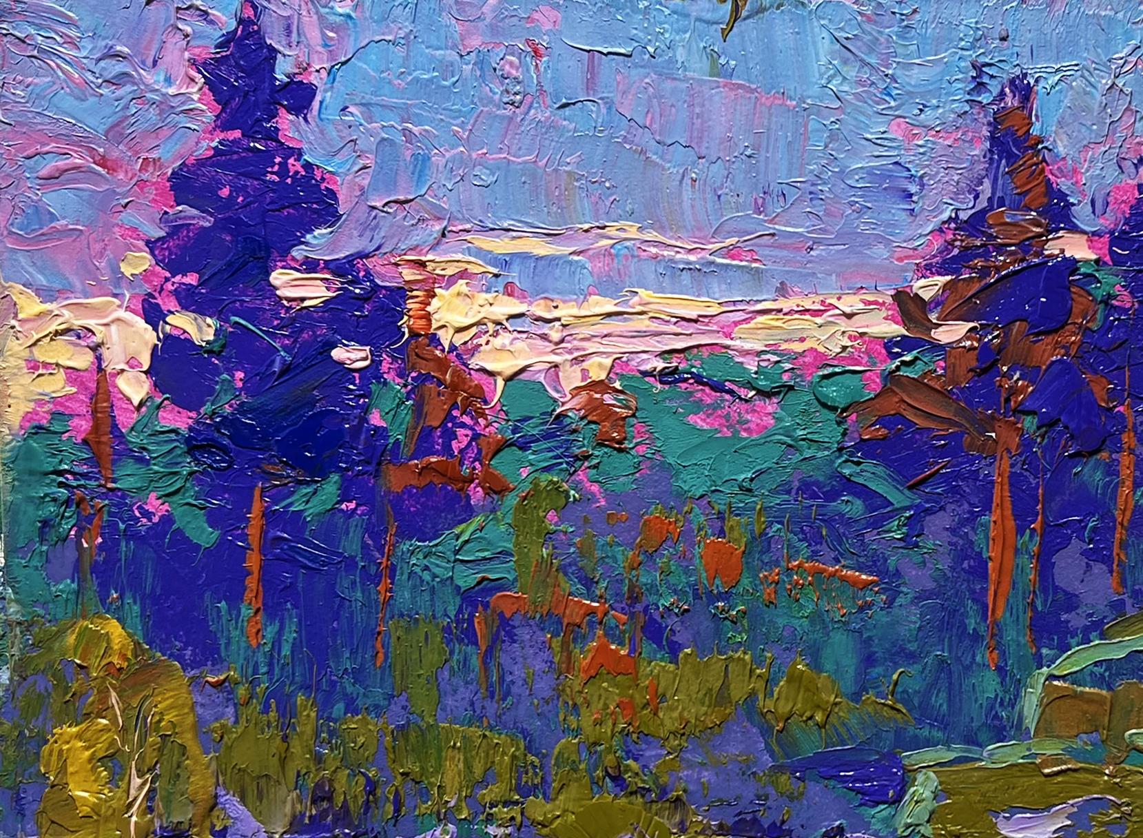 Vibrant impressionist oil painting Meeting the dawn in nature by Oleksiy Ivanyuk