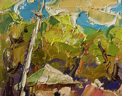 Vibrant impressionist oil painting of warm evening sunset by Oleksiy Ivanyuk
