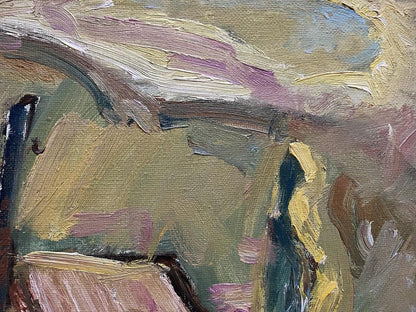 Oil painting Spring day by Oleksandr Andreev in earthy green brown purple tones