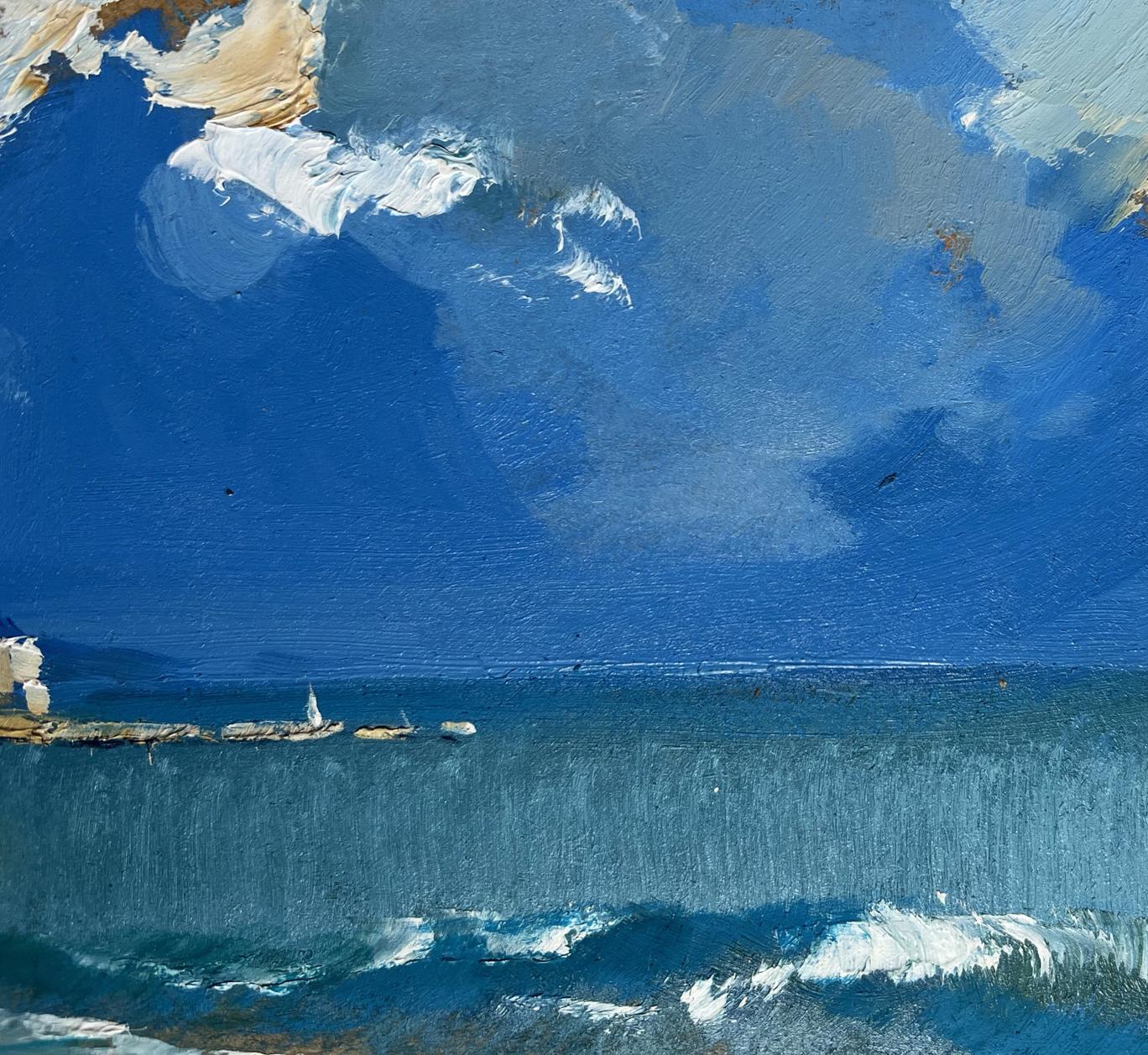 Oil painting of walking along sandy shore by Yuriy Suprunchuk