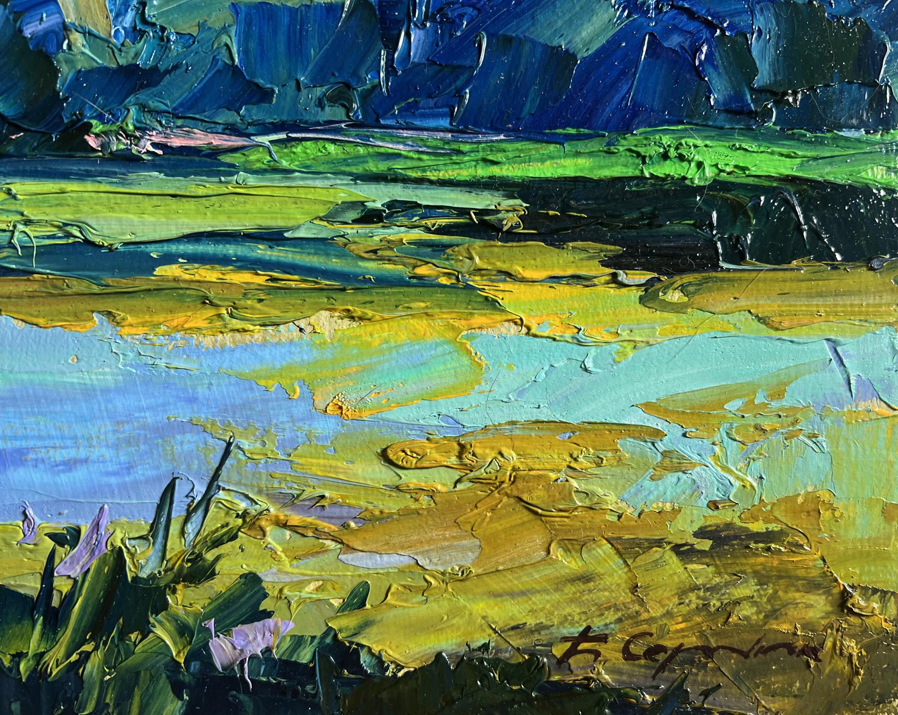 Vibrant impressionist oil painting Morning on the lake by Boris Serdyuk