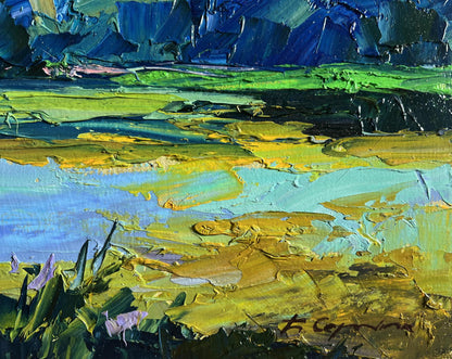 Vibrant impressionist oil painting Morning on the lake by Boris Serdyuk