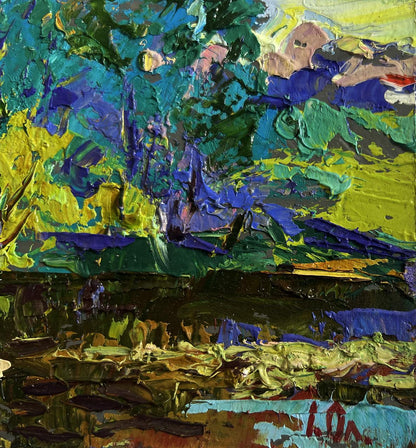 Vibrant impressionist oil painting On the spring river by Oleksiy Ivanyuk