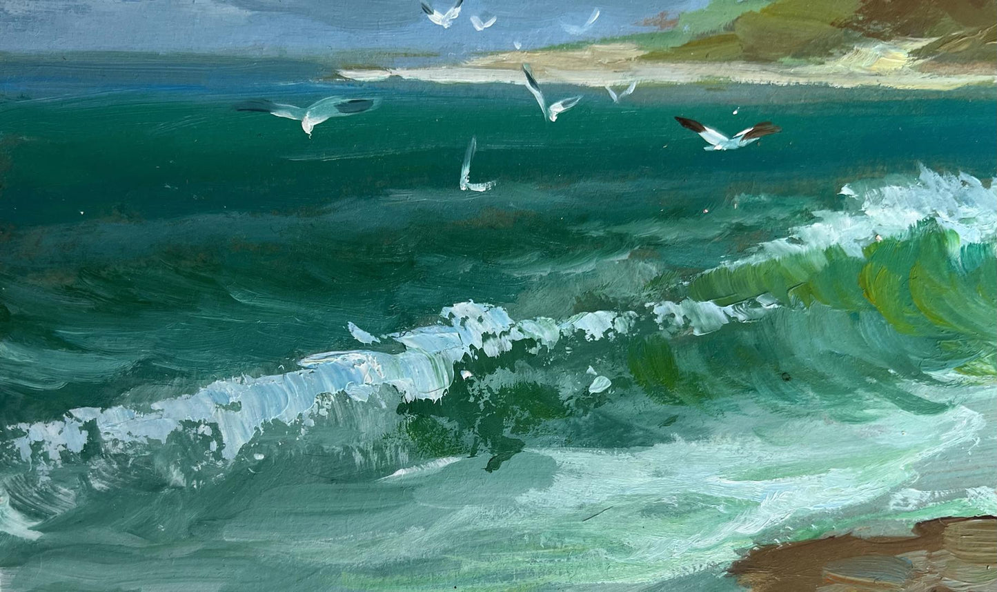 Vibrant teal ocean waves by Yuriy Suprunchuk oil painting Sea freshness