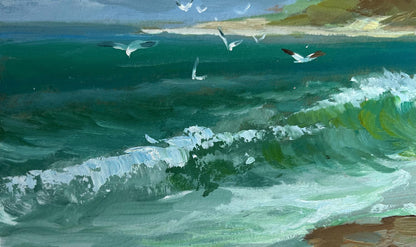 Vibrant teal ocean waves by Yuriy Suprunchuk oil painting Sea freshness