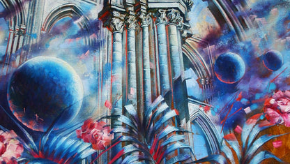 Oil painting Parade of Planets by Alexander Dobrodiy surreal mural