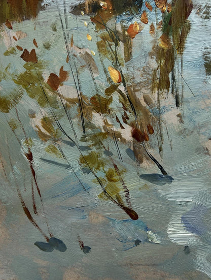 Abstract oil painting Enjoying the winter sunset by Yuriy Suprunchuk