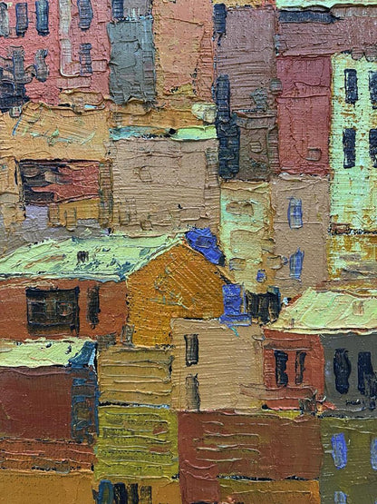 Oil painting Outspread by Serhiy Kovalev: textured impressionistic cityscape