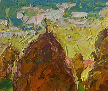 Vibrant impressionist oil painting Spring peace on the outskirts by Oleksiy Ivanyuk