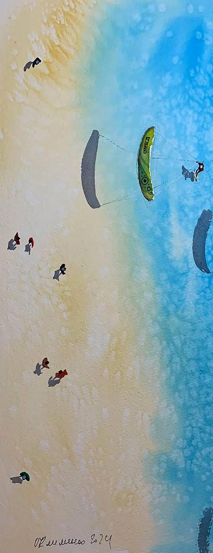 Watercolor painting Windy Day Olena Klimenko