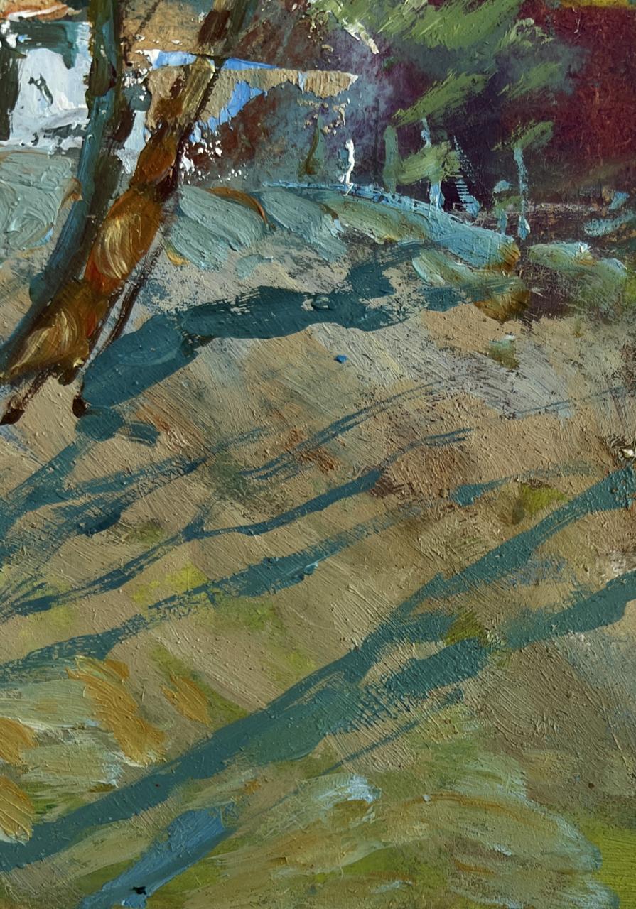 Textured impasto oil painting In the shade of the trees by Yuriy Suprunchuk