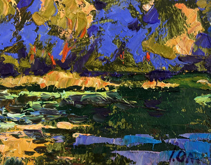 Vibrant impressionist oil painting Evening boat ride by Oleksiy Ivanyuk