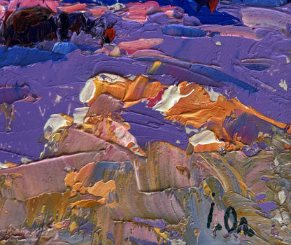 Oil painting Cold evening in the field by Oleksiy Ivanyuk vibrant abstract