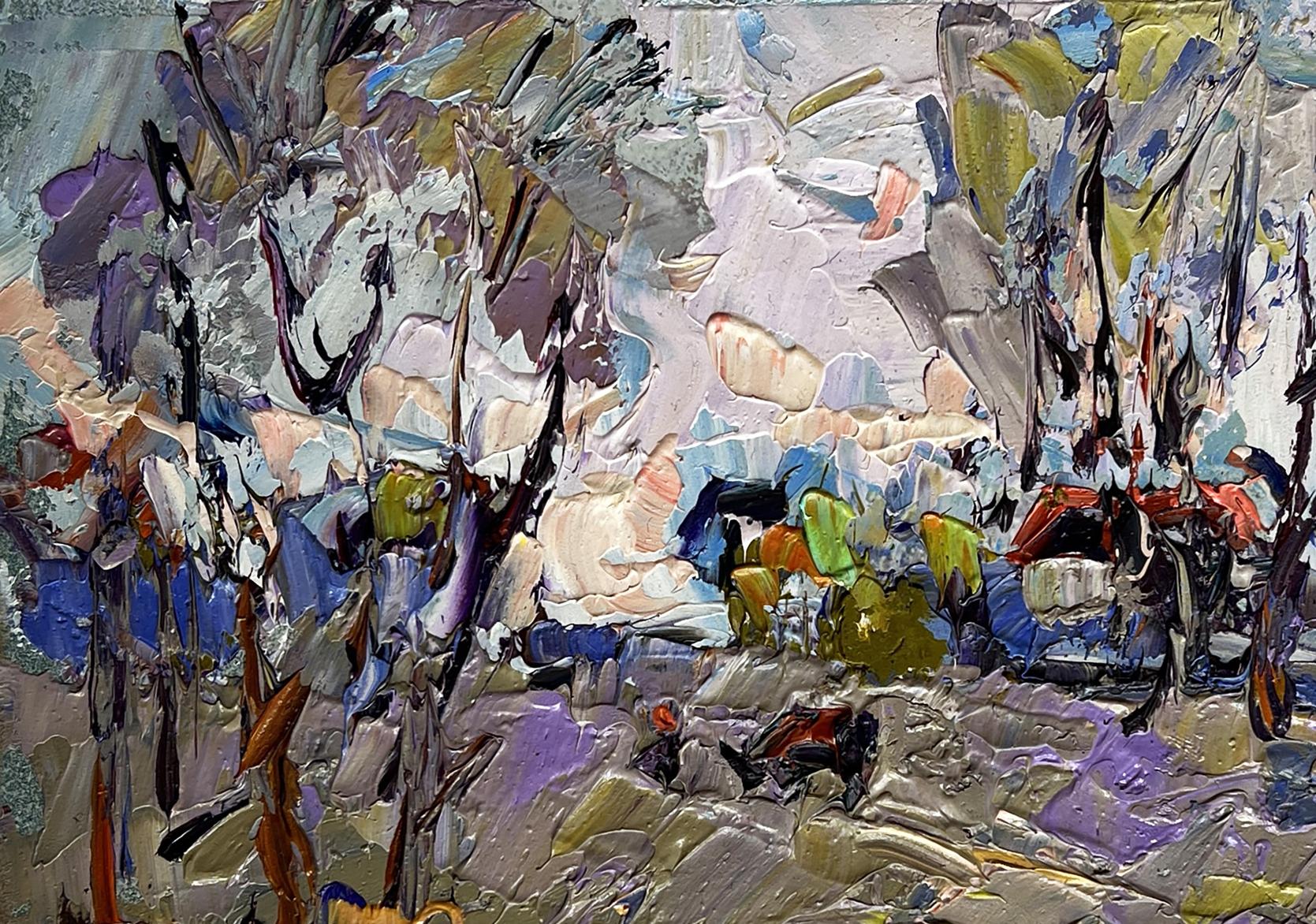 Abstract oil painting Far from the village by Oleksiy Ivanyuk