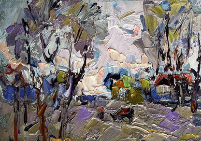 Abstract oil painting Far from the village by Oleksiy Ivanyuk