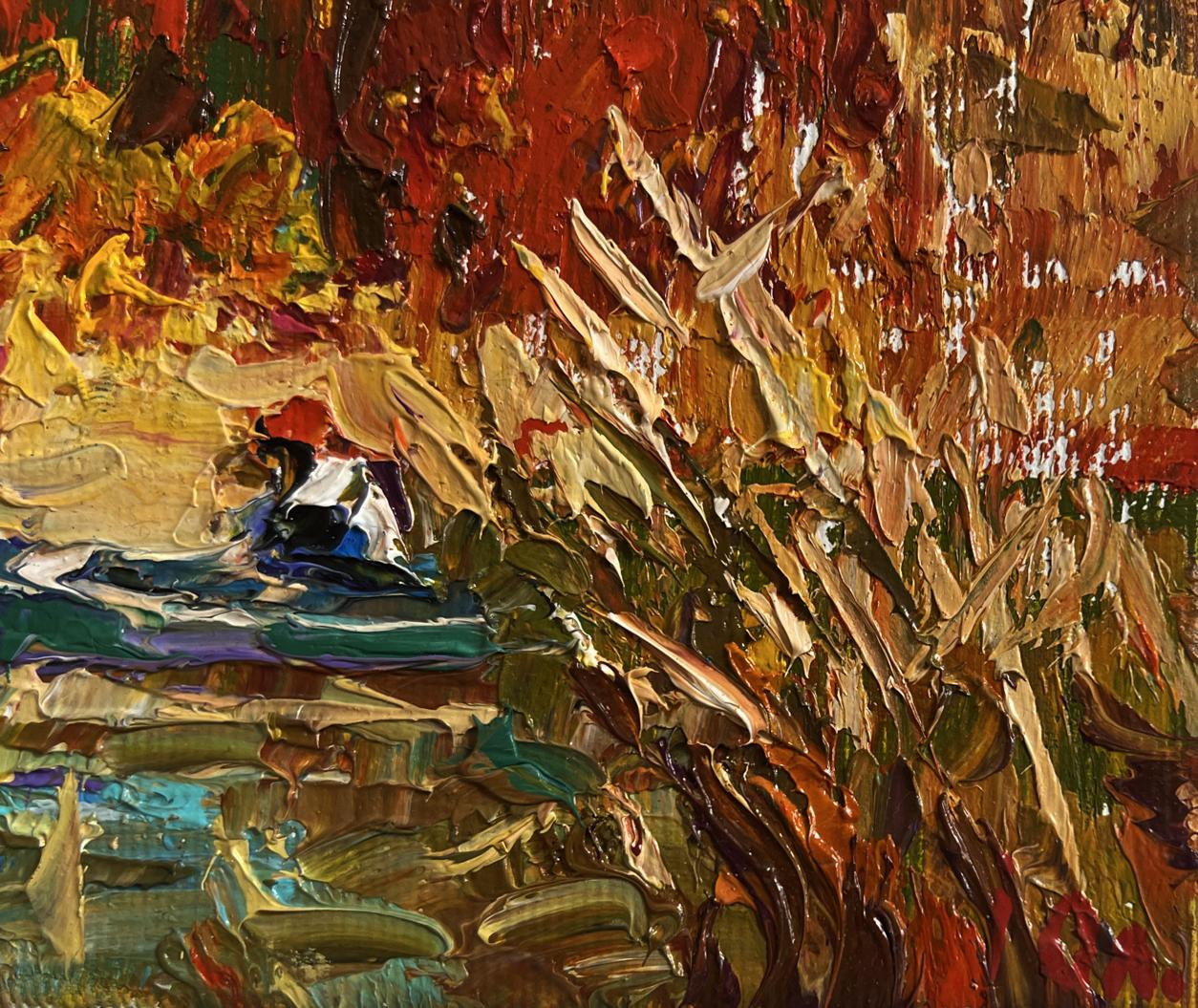 Vibrant impressionist oil painting There is a lake on the outskirts by Oleksiy Ivanyuk