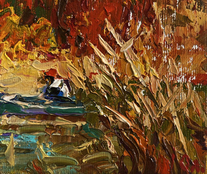 Vibrant impressionist oil painting There is a lake on the outskirts by Oleksiy Ivanyuk