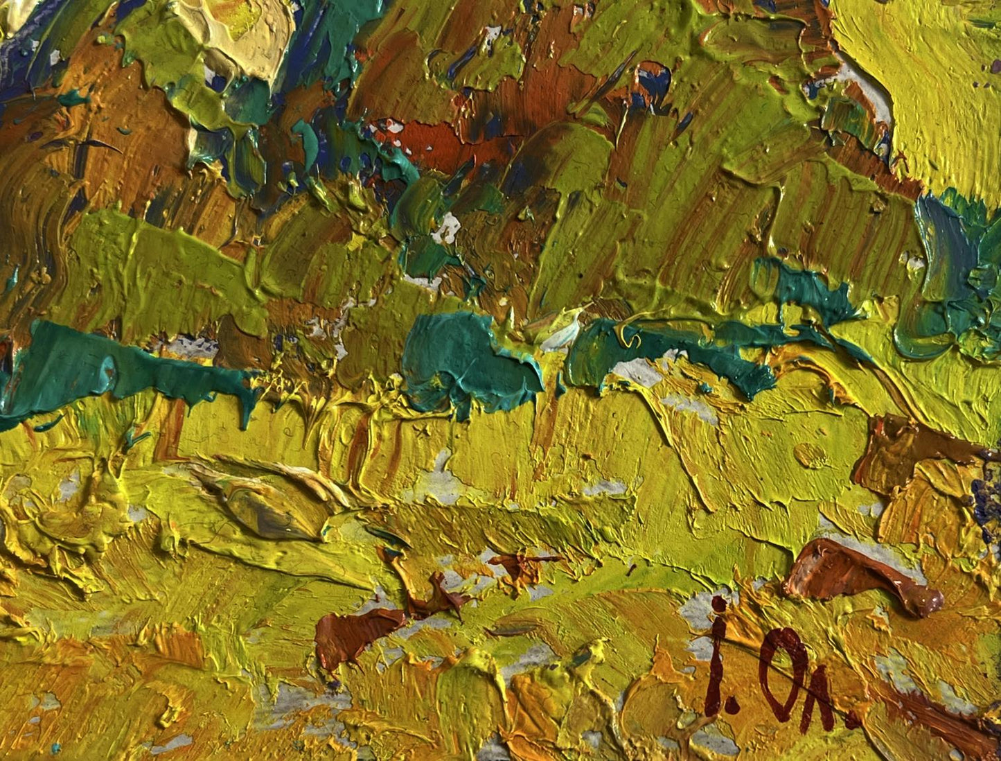 Oil painting Sunny hot day in the field by Oleksiy Ivanyuk vibrant impasto
