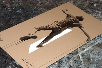 Acrylic painting Jump by Dima Filatov: stylized motion figure stencil art