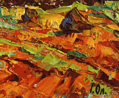 Vibrant impressionist oil painting Golden haystacks by Oleksiy Ivanyuk