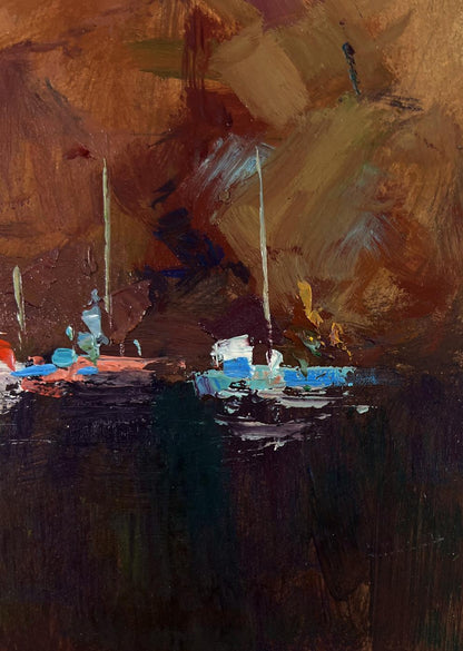 Abstract oil painting Sails against mountains by Yuriy Suprunchuk