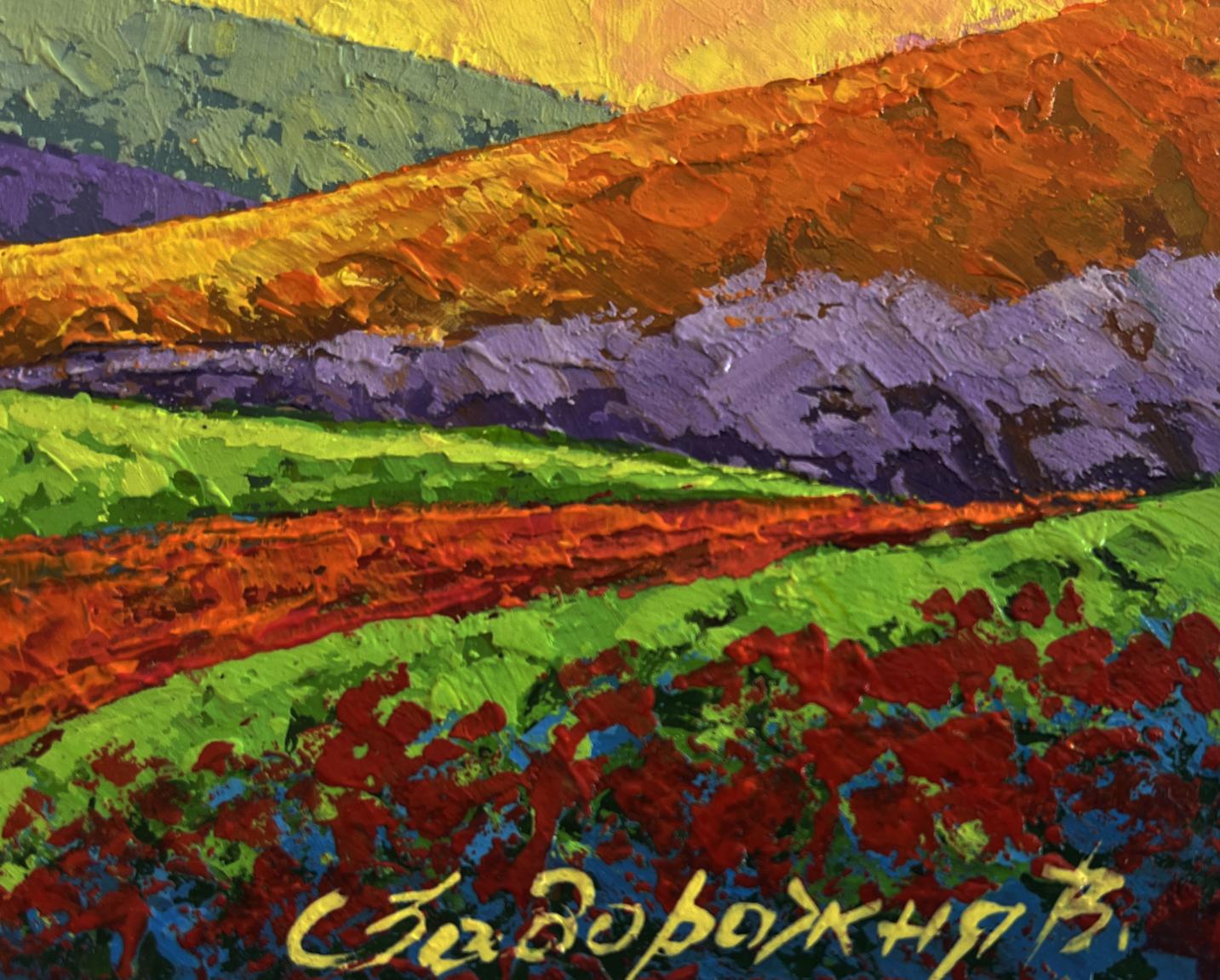 Vibrant impressionist oil painting Path to the mountain valley by V. Zadorozhnya