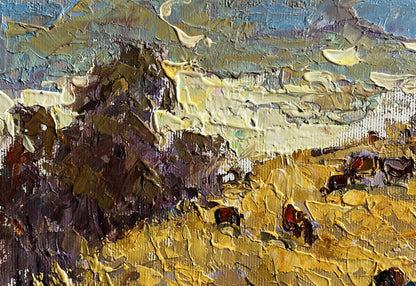 Oil painting Autumn golden fields by Oleksiy Ivanyuk impasto landscape