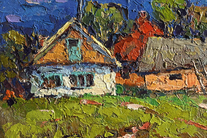 Oil painting Sunny day in the village by Oksana Ivanyuk rustic house