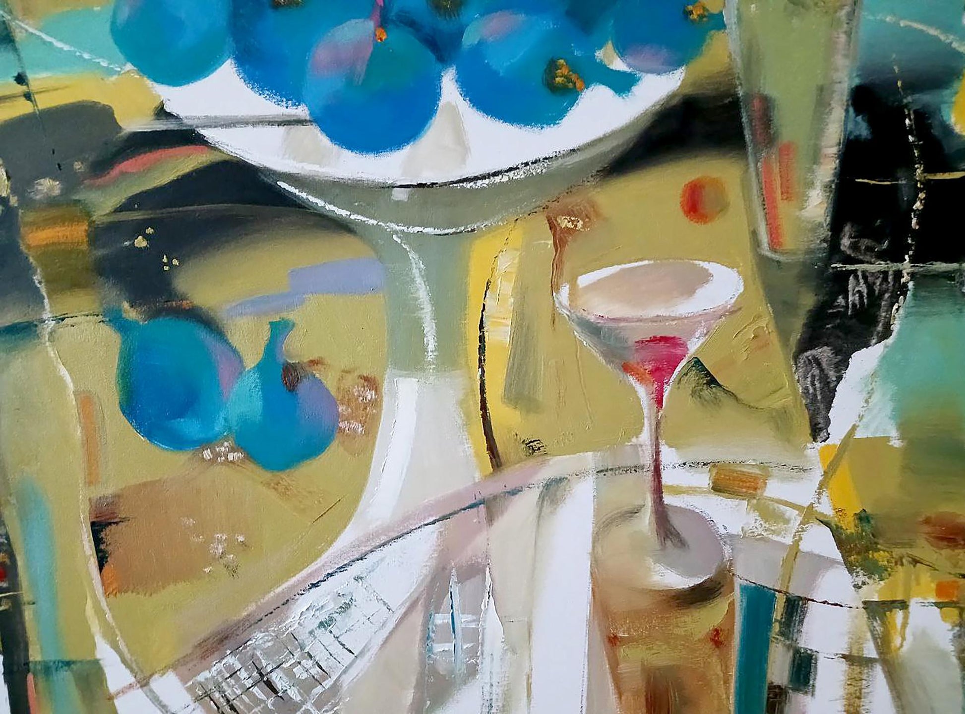 Abstract oil painting Sweet Still Life by Anatoly Tarabanov with blue grapes
