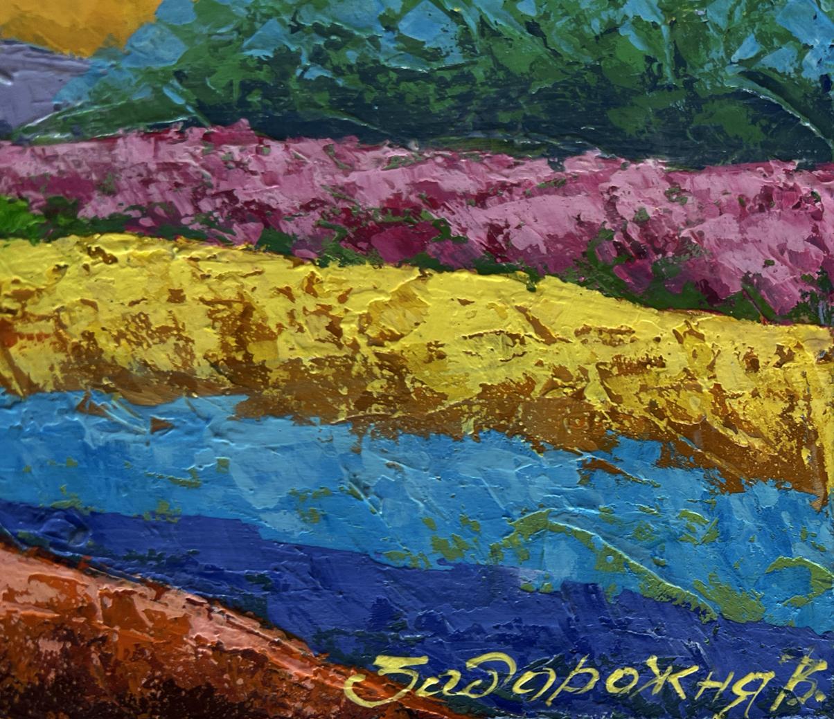 Vibrant oil painting Warm summer evening in the field by V. Zadorozhnya