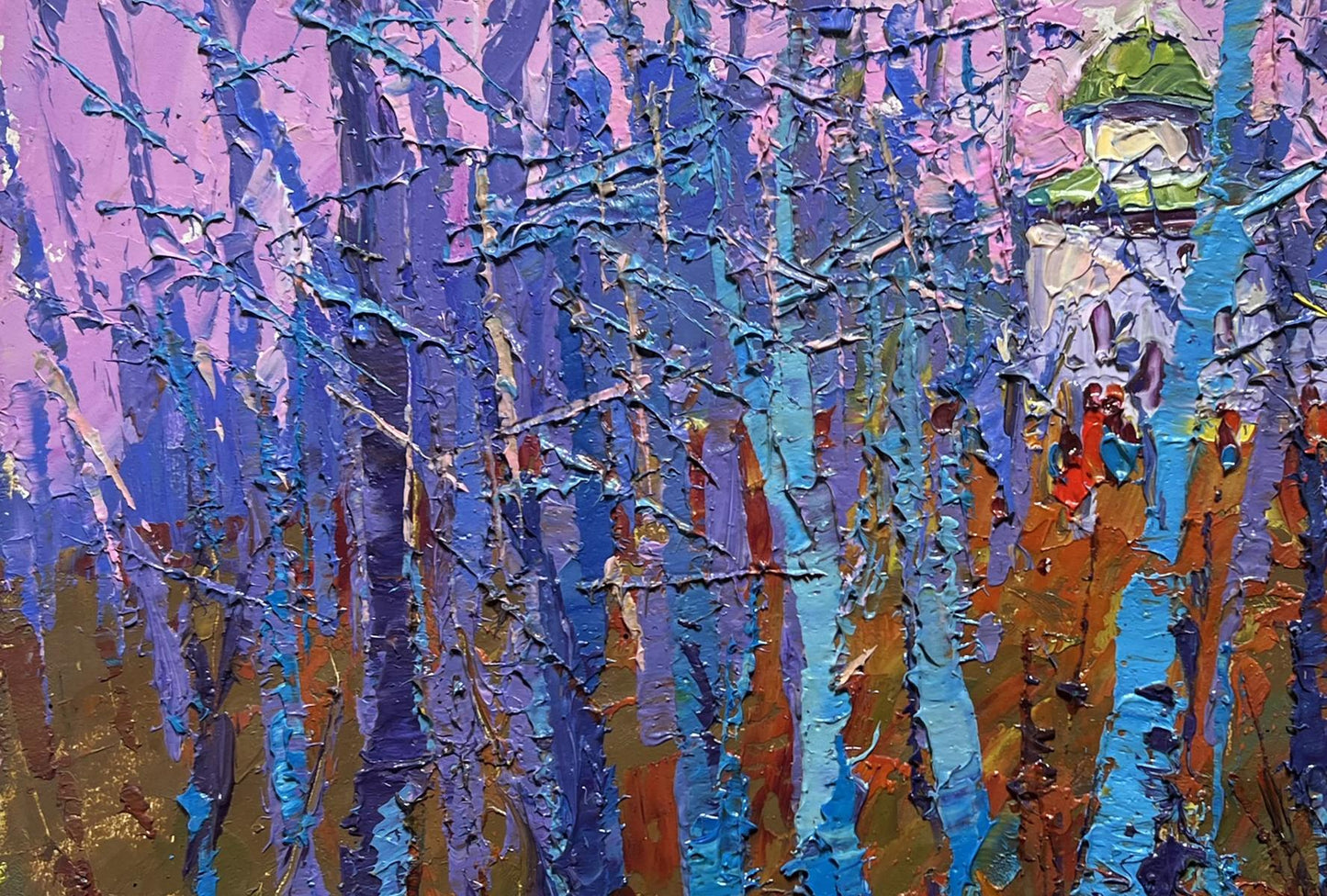 Oil painting Autumn coolness in the forest by Oksana Ivanyuk