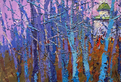 Oil painting Autumn coolness in the forest by Oksana Ivanyuk