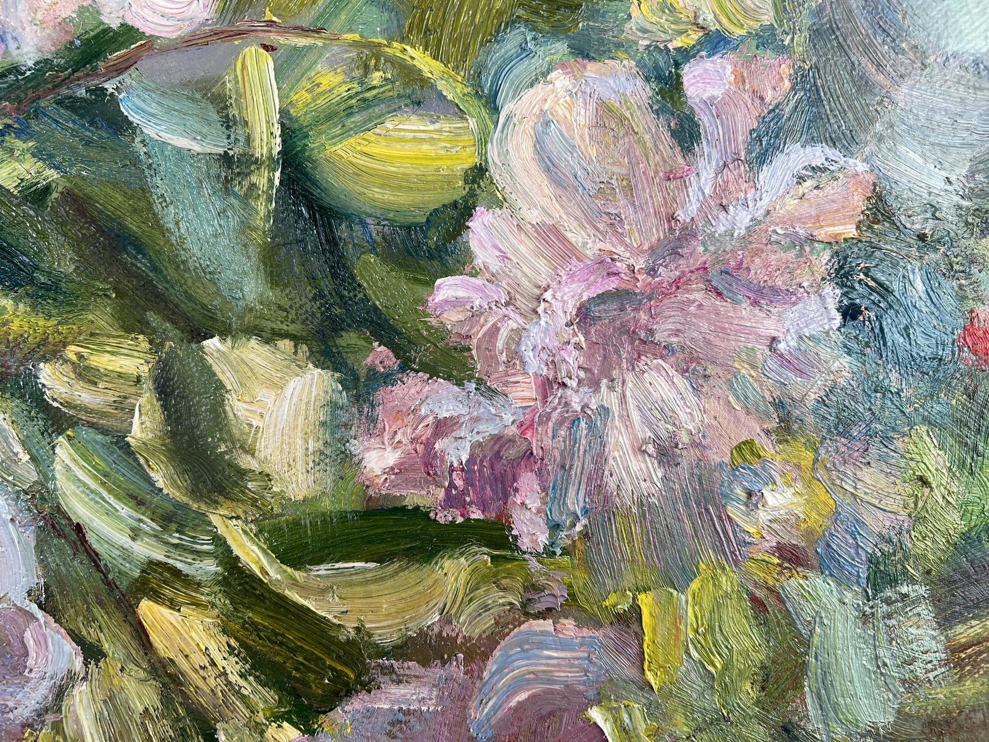 Vibrant impressionist oil painting Silent fragrance by Ivan Kovalenko, pink flower