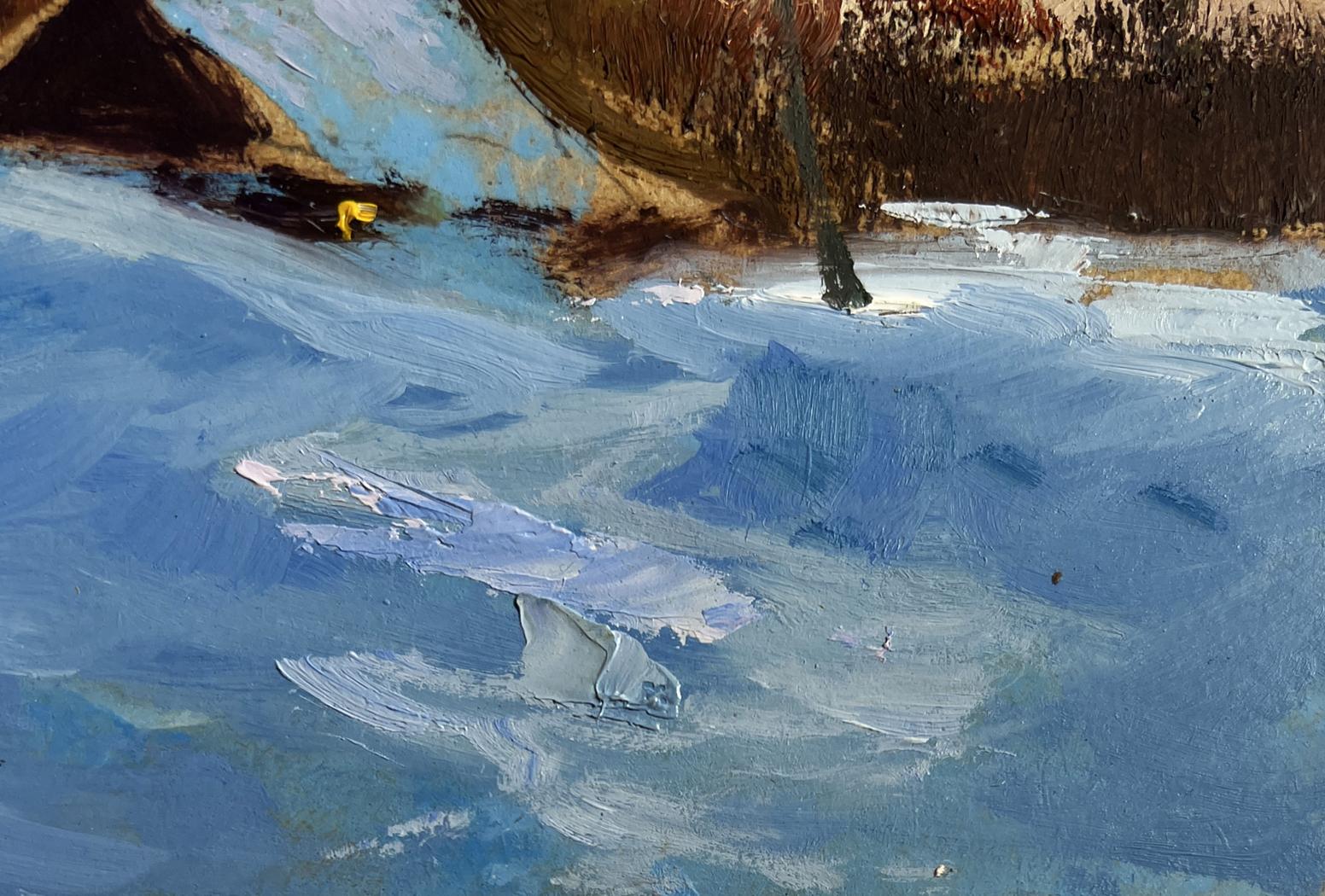 Oil painting of quiet snowy evening glow by Yuriy Suprunchuk