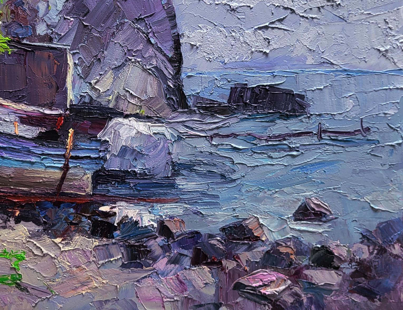 Oil painting Calm of a sea morning by Boris Serdyuk coastal scene