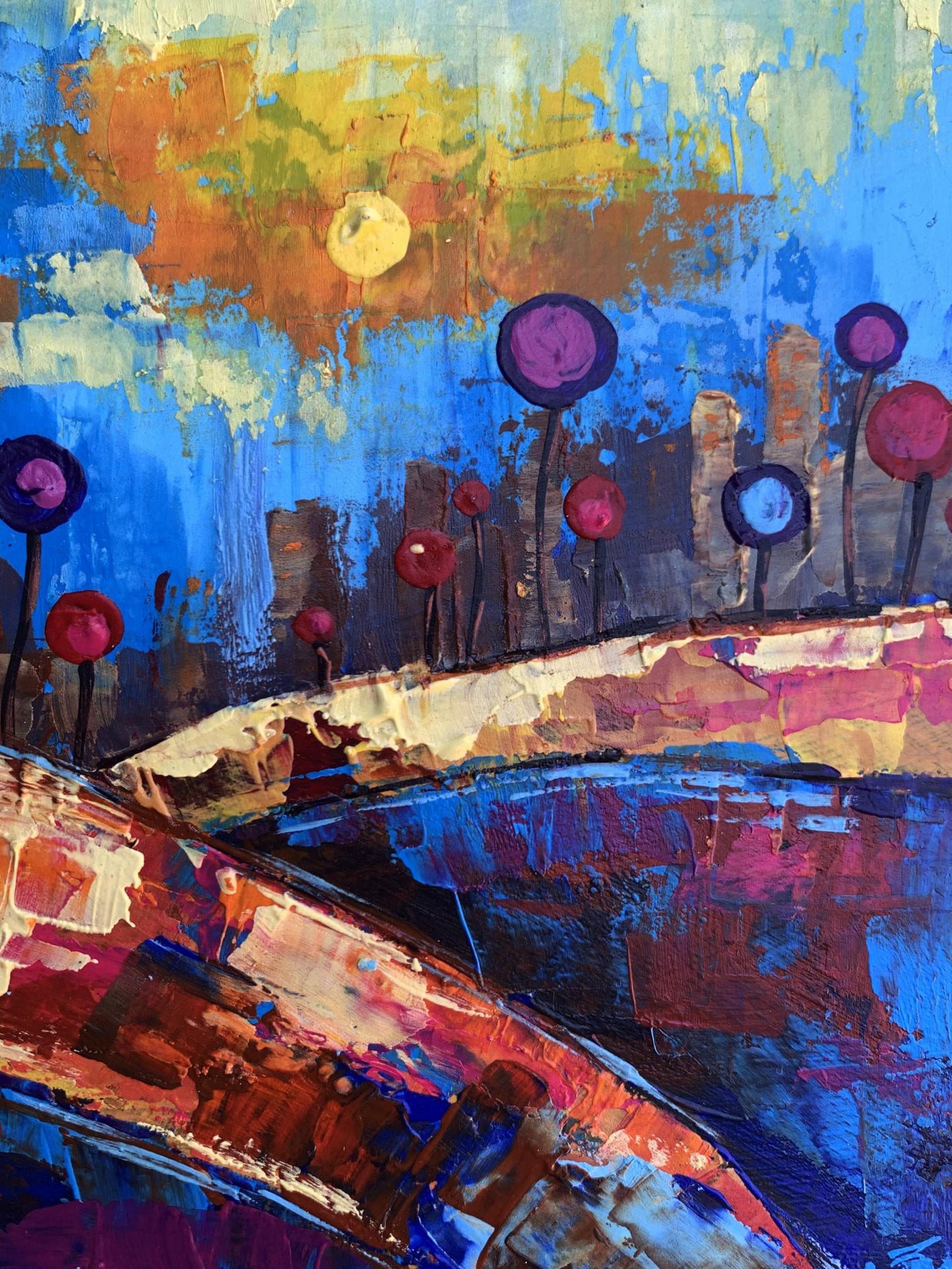 Vibrant Oil Painting A Childhood Dream by V. Zadorozhnya with bold colorful strokes