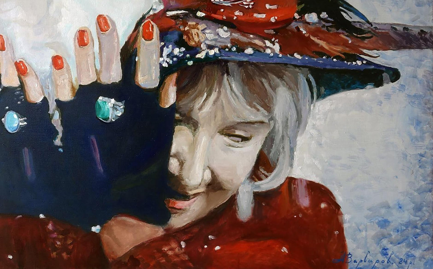 Oil painting Portrait of a fortune teller Anatoly Varvarov